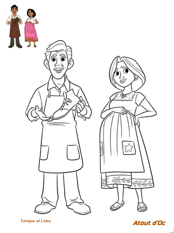 Coloriage Enrique Rivera And Luisa Rivera - Coco Disney à imprimer